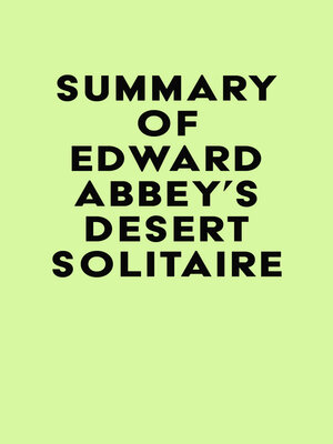 cover image of Summary of Edward Abbey's Desert Solitaire